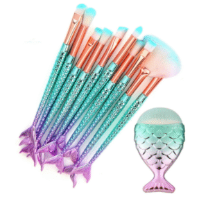 11PCS Pro Mermaid Makeup Brushes Foundation Eyebrow Eyeliner Blush Powder Cosmetic Concealer
