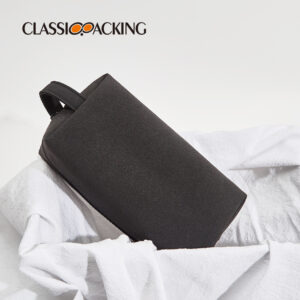 Business Simple Black PU Leather Cosmetic Storage Bag Male Neutral Wash Bag Square Portable Portable Cosmetic Bag